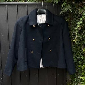 Brand New Nili Lotan X Target Cropped pea Coat in Dark Navy Blue Size XL